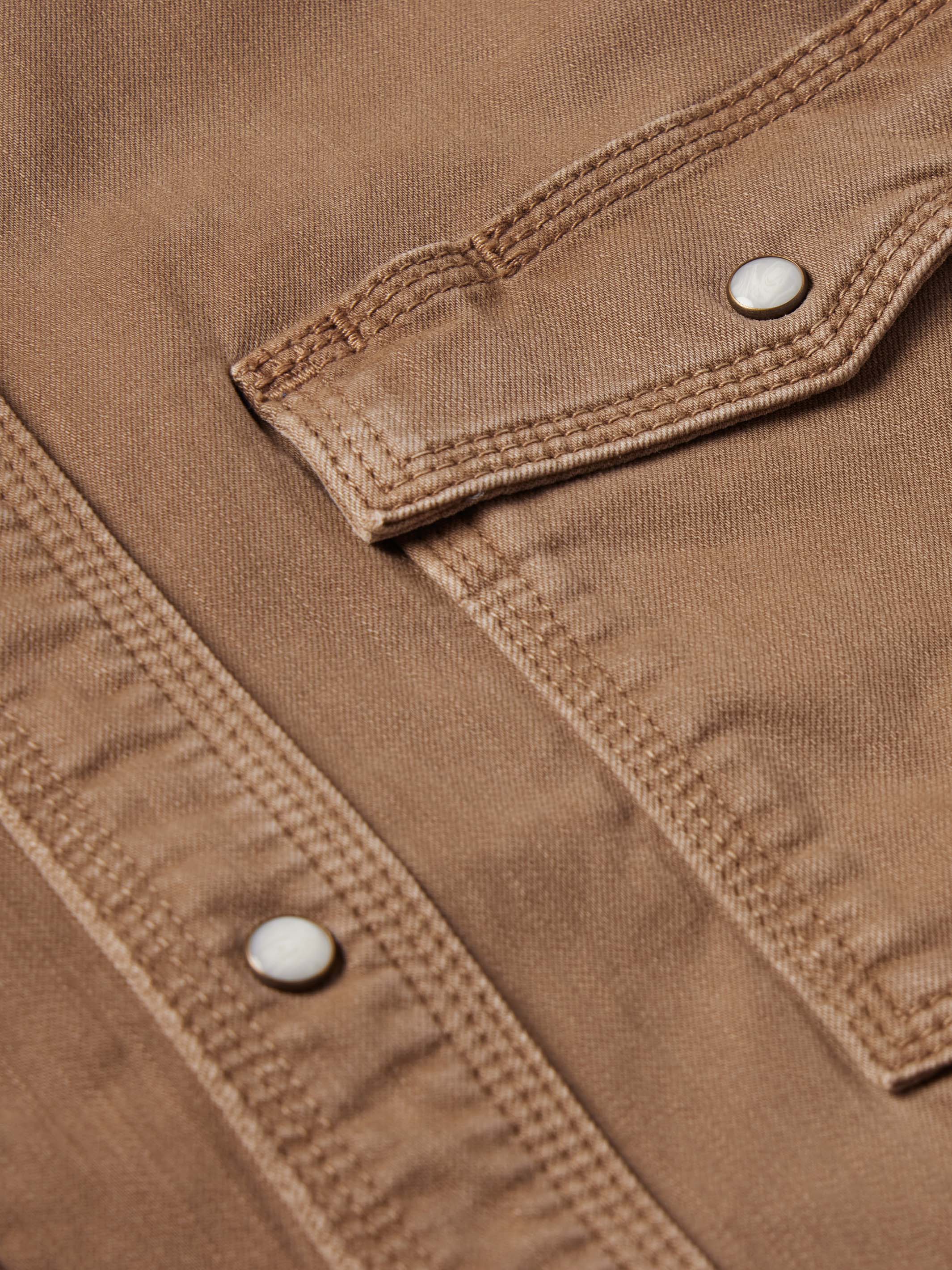 Camisa de ganga estilo western com botões