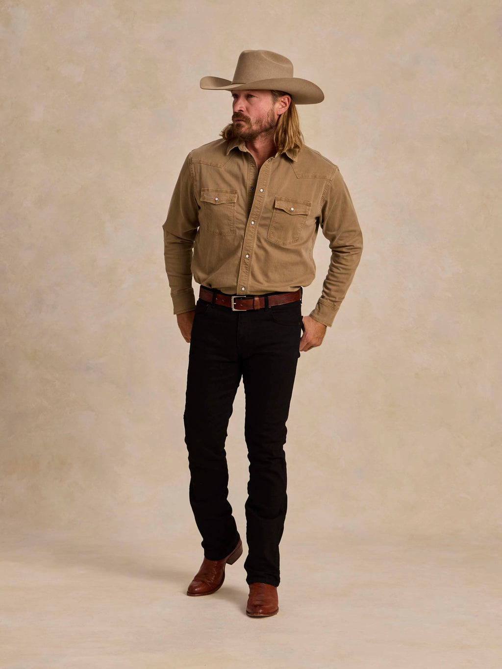 Camisa de ganga estilo western com botões