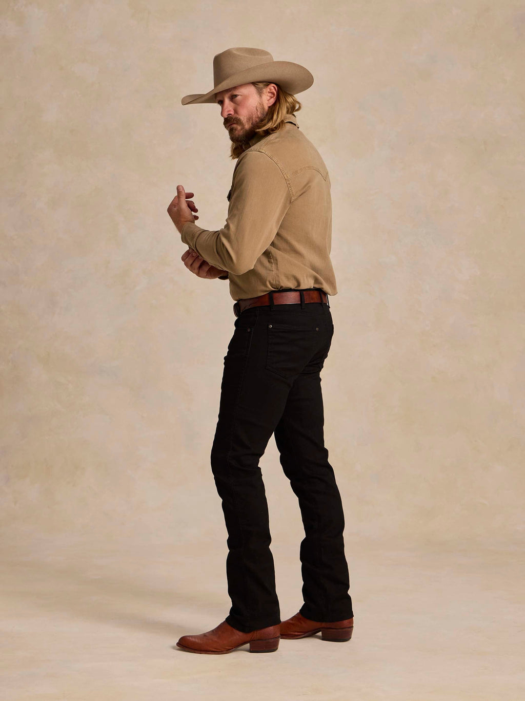 Camisa de ganga estilo western com botões